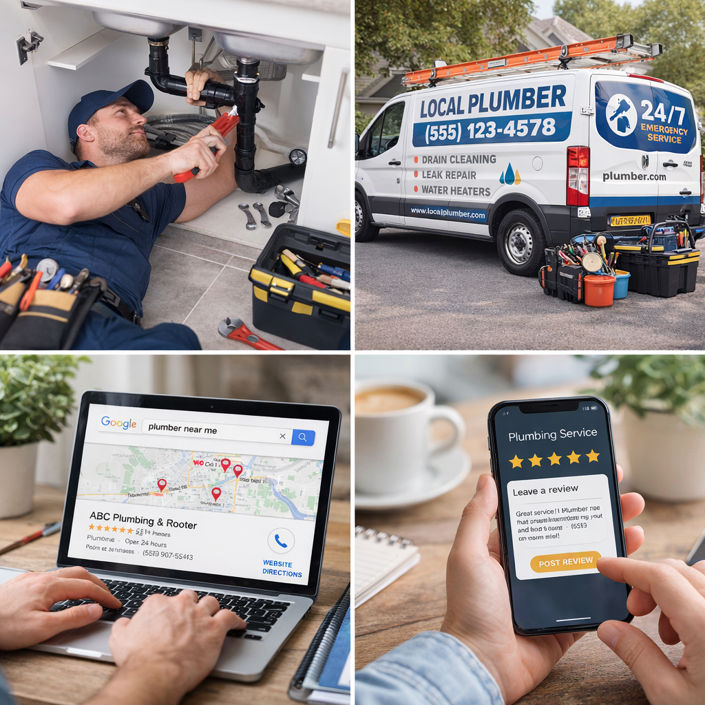 Local SEO strategy overview for plumbing businesses including Google Business Profile and local search optimization